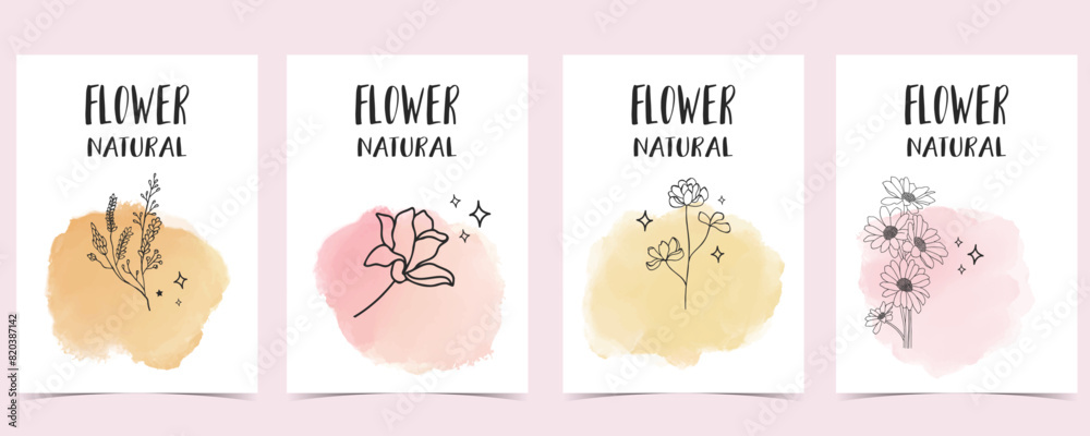 flower background with lavender,sunflower.illustration vector for a4 page design