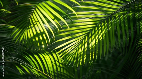 Abstract Green Background With Shadow Palm Leaves  Creating A Tropical And Lush Atmosphere  High Quality