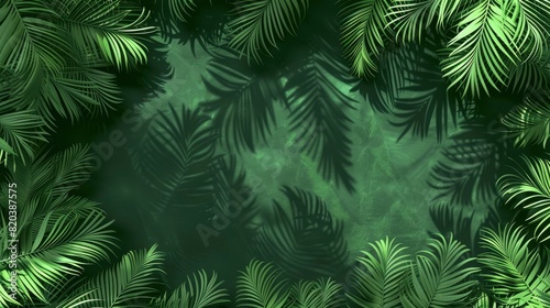 Abstract Green Background With Shadow Palm Leaves  Creating A Tropical And Lush Atmosphere  High Quality
