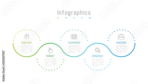 Infographic 5 options design elements for your business data. Vector Illustration.