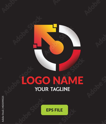 Abstract logo race or drive with luxury design style red orange white