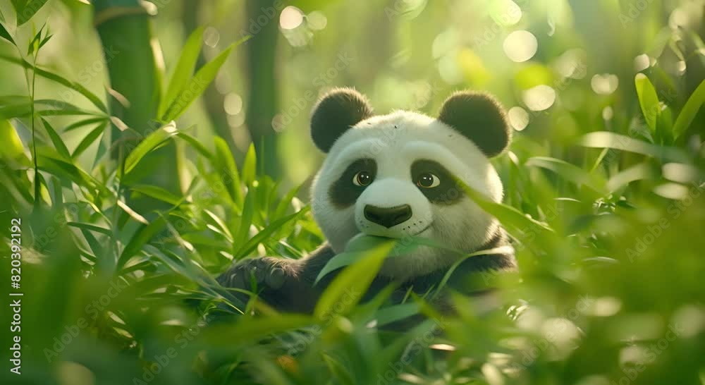Panda playing in the bamboo forest Panda playing in the bamboo forest