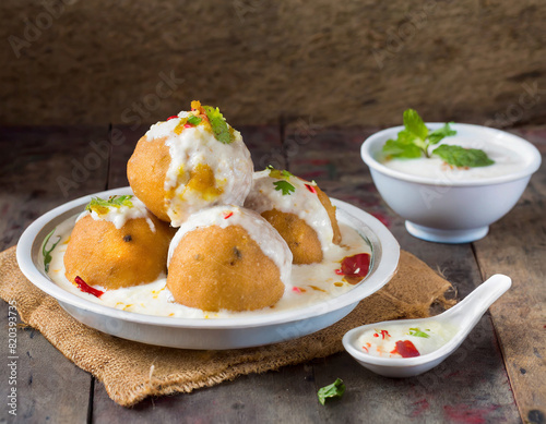 Indian Cuisine Dahi Vada photo