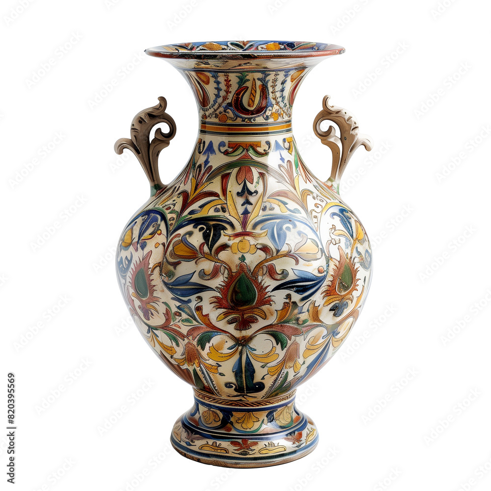 Antique vase with floral pattern on luxurious marble surface Antique vase with floral pattern on luxurious marble surface