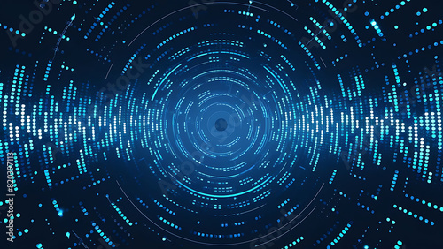 Structured database. Abstract digital wave particle. Digital music background. Sound vibrations. Futuristic dotted wave. Big data analytics. 3D illustration of nano particles in cyberspace