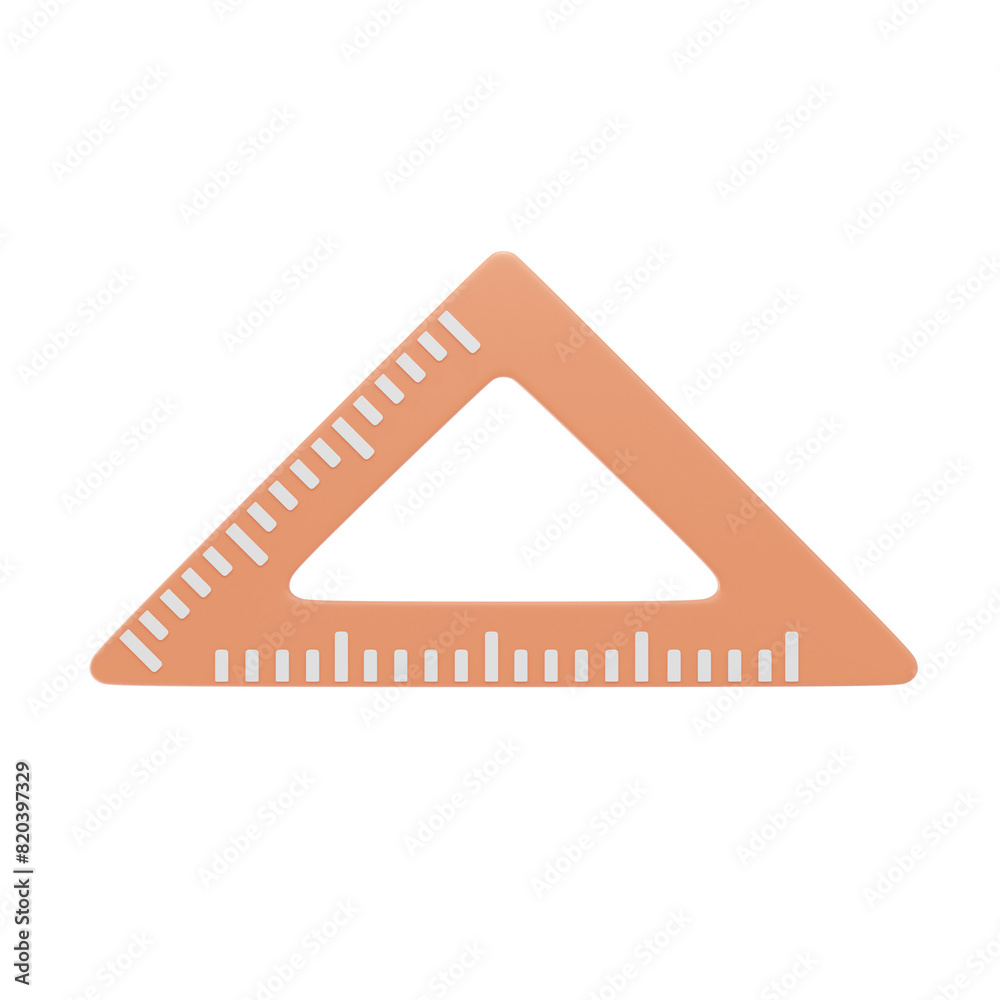 triangle ruler 3d icon and illustration