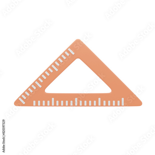 triangle ruler 3d icon and illustration
