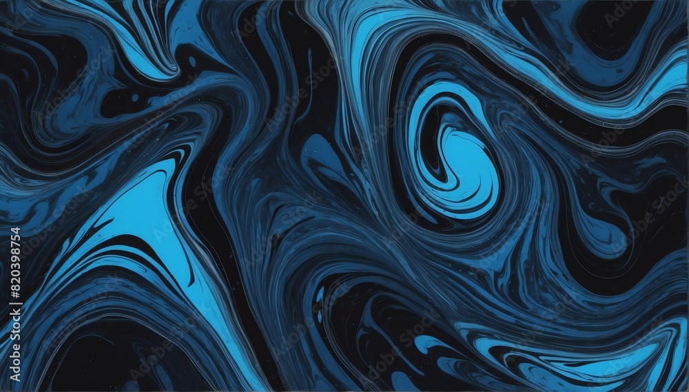 blue on black theme marbled paper design illustration from Generative AI blue on black theme marbled paper design illustration from Generative AI