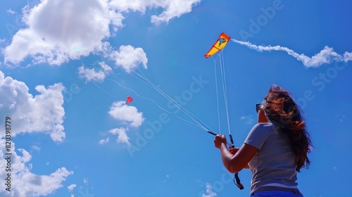 female kite player with high skill photo