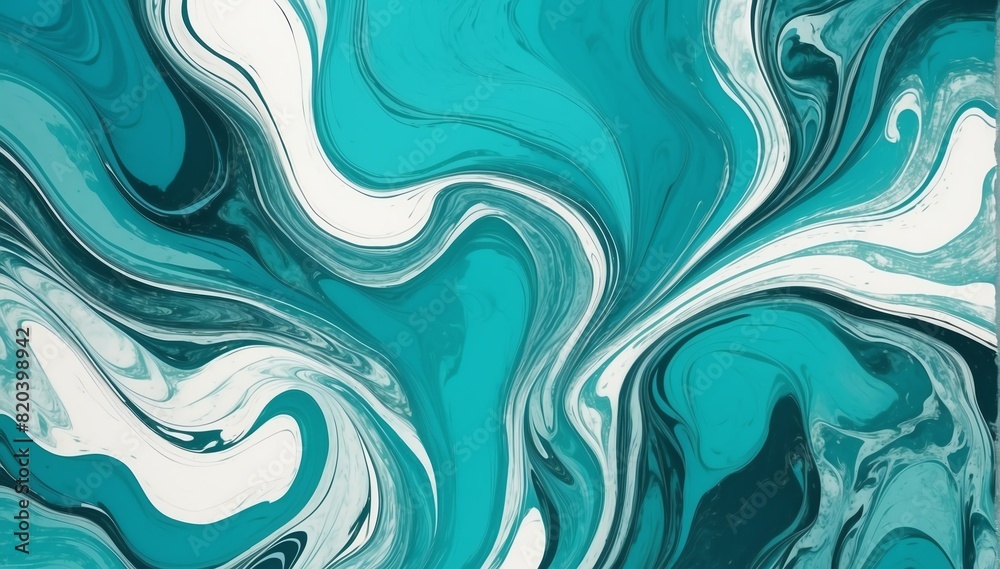 teal theme marbled paper design illustration from Generative AI teal theme marbled paper design illustration from Generative AI