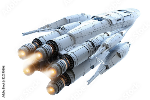 Futuristic spaceship launch on transparent background photo