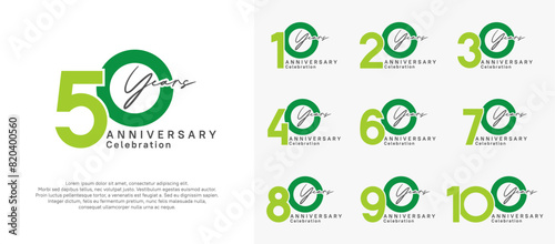 anniversary logotype vector design with green color can be use for special moment celebration