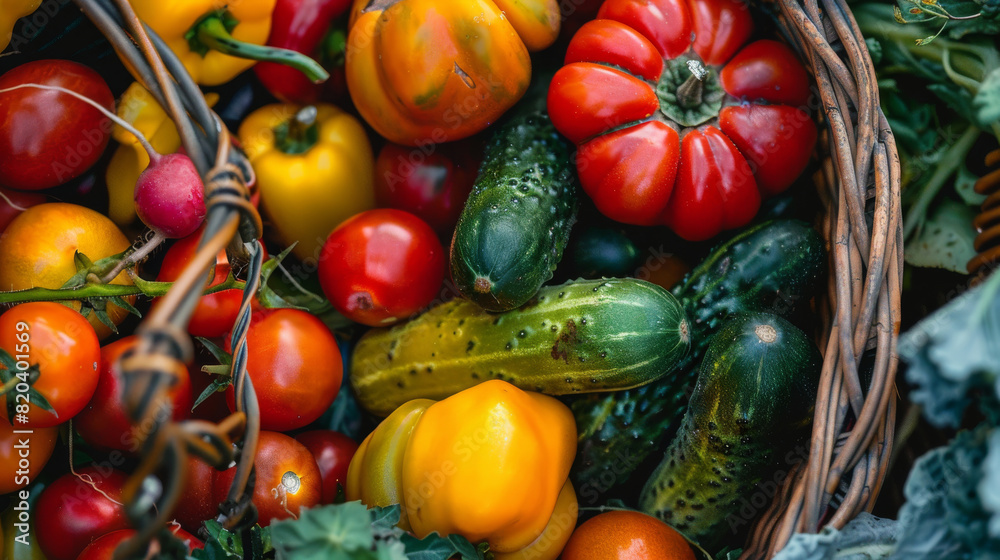 Basket full of vegetables, gardening and farm to table concept Basket full of vegetables, gardening and farm to table concept