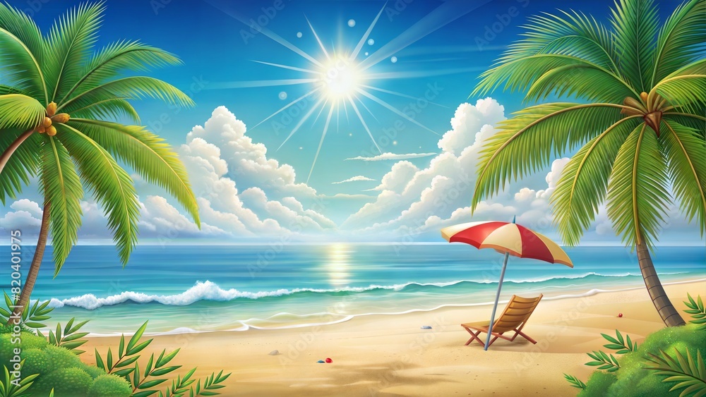 Summer beach scene design background