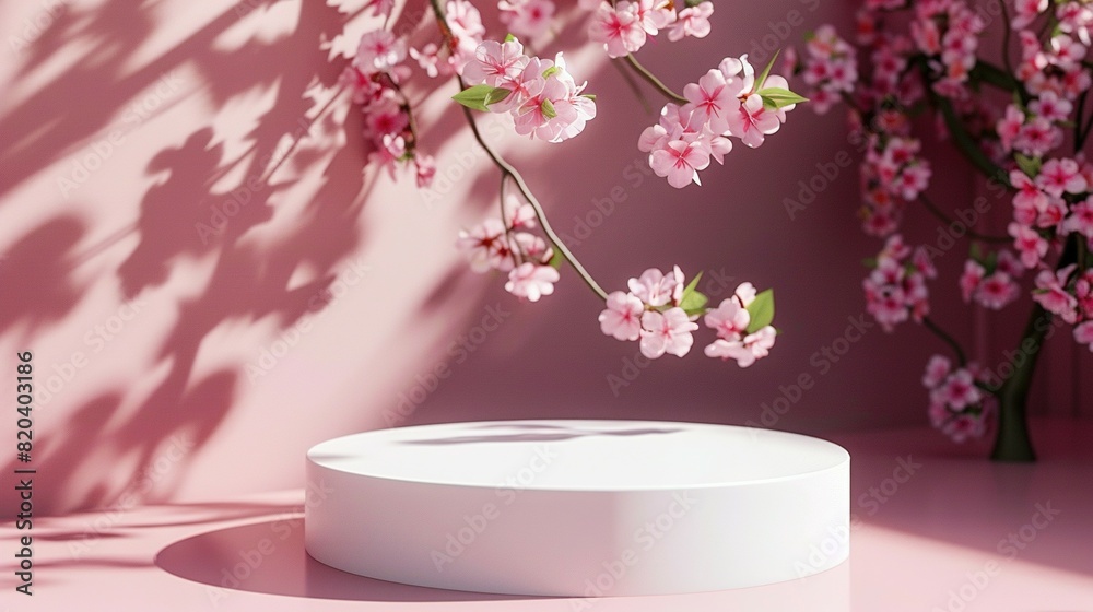 3D Podium Stand: Spring Flower Pink Display for Cosmetics 3D Podium Stand: Spring Flower Pink Display for Cosmetics