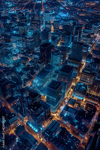 Glistening Urban Nightlife under the Charcoal Sky: A Panoramic Night View of Boston City  © Herbert