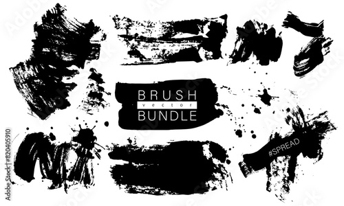 墨と筆で描いた手書きの和風質感ストローク barush bandle#1