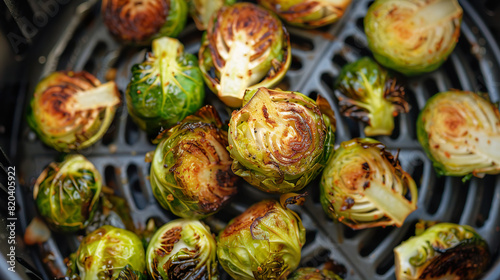 Air Fried Brussels Sprouts Top View for Healthy Snacks