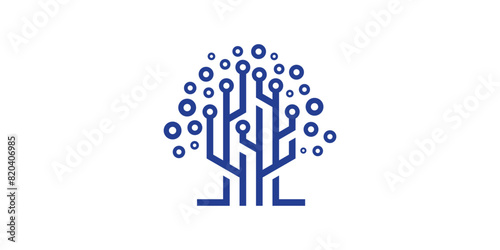 logo design tree tech, circuit, cable, logo design icon, symbol, vector, creative idea.