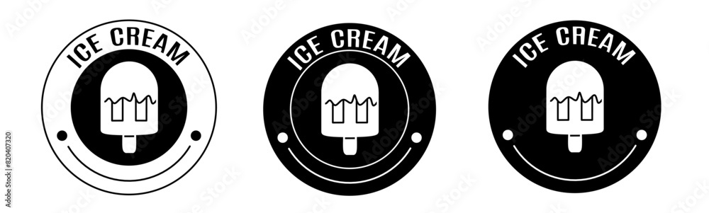 Black and white illustration of ice cream icon in flat. Stock vector ...