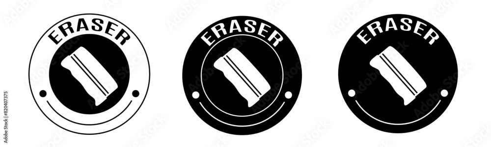 Black and white illustration of eraser icon in flat. Stock vector. Black and white illustration of eraser icon in flat. Stock vector.
