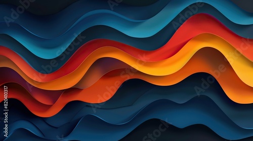 Abstract wavy layers retro colors background