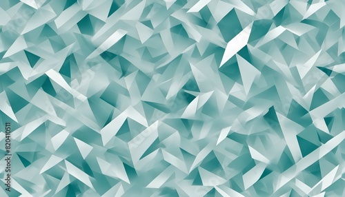 Vector texture of white and light green geometric polygonal mosaic pattern on a teal background