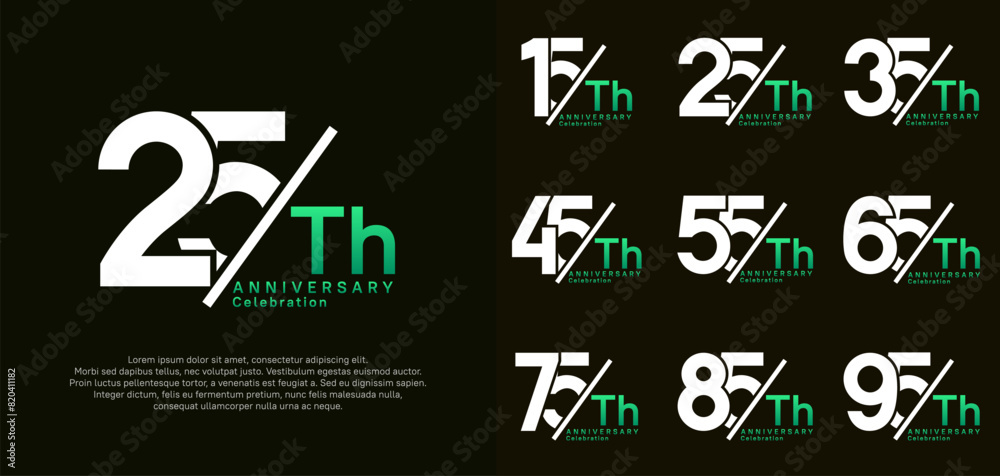 anniversary logo style vector set with slash white and green color can be use for celebration anniversary logo style vector set with slash white and green color can be use for celebration