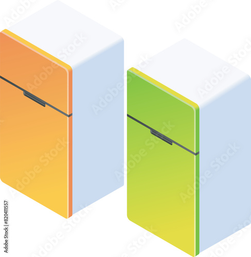 Two door refrigerator of isometric style