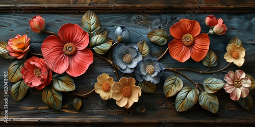 Wallpaper Mural panel wall art, wall decoration, marble background with flowers designs Torontodigital.ca
