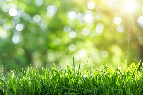 Nature green grass with bokeh background - Generative Ai