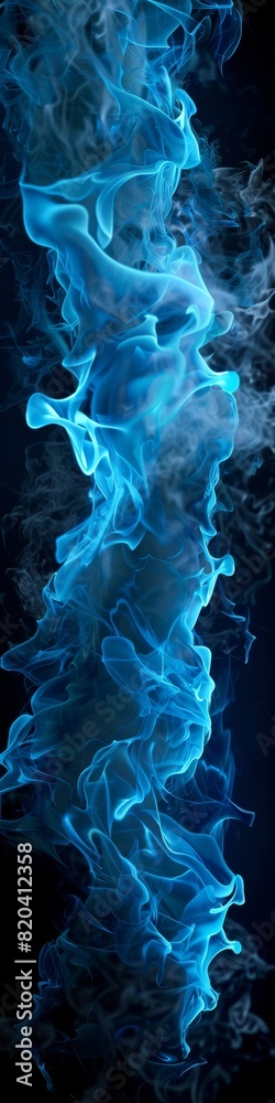 A border line of blue fire against a dark black background. A border line of blue fire against a dark black background.