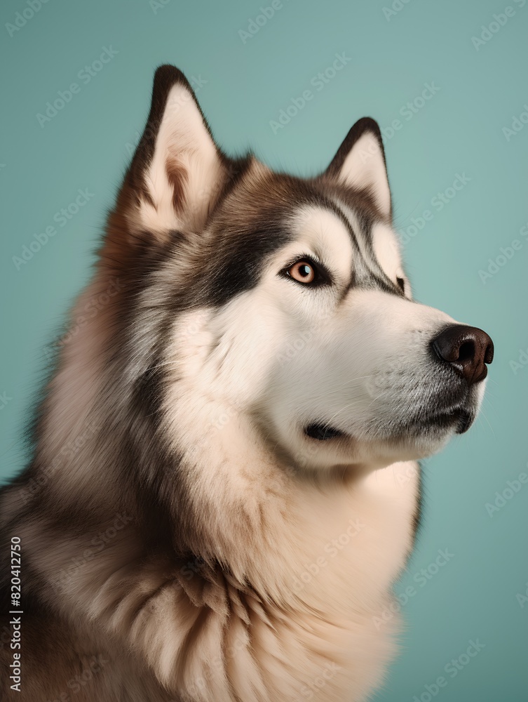 Portrait of a beautiful siberian husky dog. Studio shot.