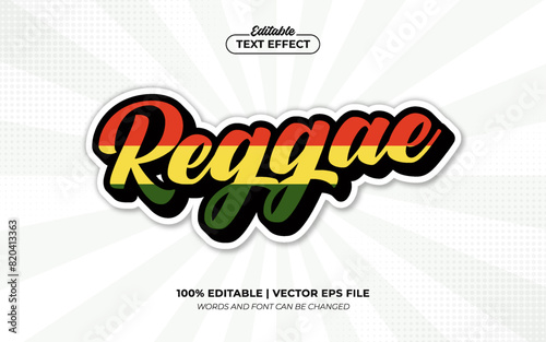Reggae 3D Vintage Editable Text Effect Template Style Premium Vector