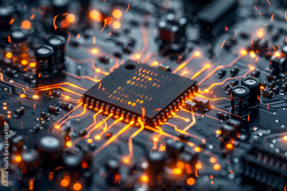 Obraz premium Futuristic background. Digital cyberspace with particles and Digital data network connections