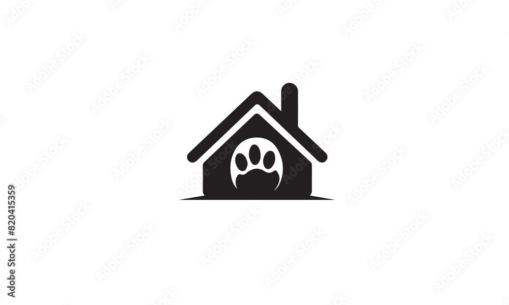 silhouette dog house logo black simple flat icon on white background silhouette dog house logo black simple flat icon on white background