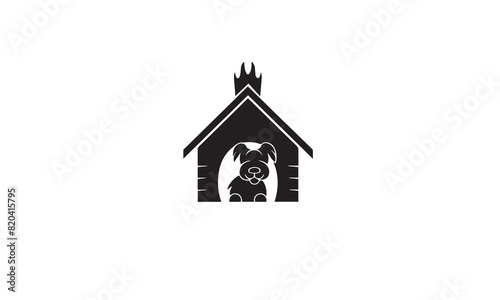 silhouette dog house logo black simple flat icon on white background