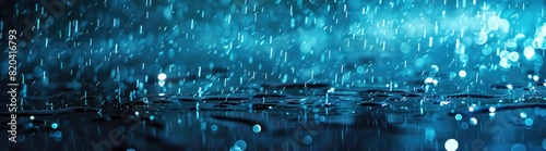 Blue Bokeh Lights And Raindrops Creating An Ethereal Abstract Panorama