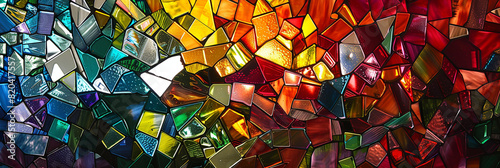 a mosaic of colorful stained glass pieces, generative AI