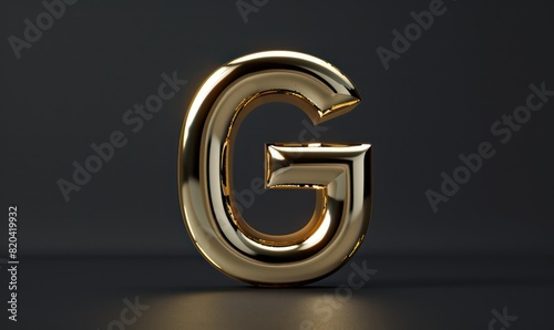 g capital letter in metallic gold on a dark background