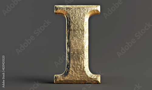 i capital letter in metallic gold on a black flat background 