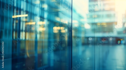 Blurred Glass Facade of Corporate Office Building in Business District