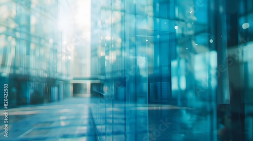 Blurred Glass Facade of Corporate Office Building in Business District