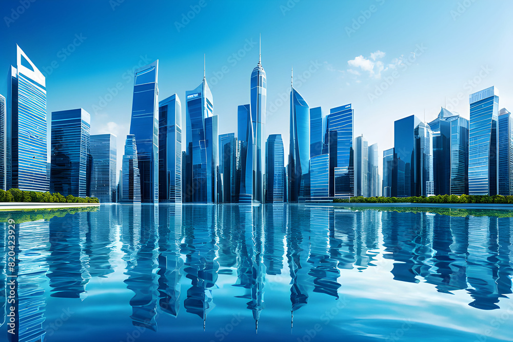 Fototapeta premium modern city skyline, Generative AI