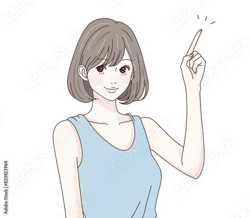 指をさす/説明する/指差し/OK/正解/いいね/バッチリ/ポイント/解説/説明/注目/教える/先生/ 講師/セミナー/勉強会/塾/教える/コーチング/ビジネス/講演会/教授/解説者/アドバイス/黒板/ホワイトボード/授業/講義/こちら/案内する/注目/水彩/手描き/女性/女の子のイラスト素材