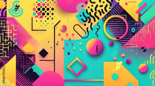 Abstract graphic elements background expressing animation and dynamism with very vivid colors 
