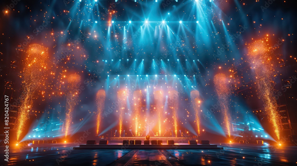 concert stage background with amazing light effects