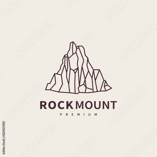 geometric rock mountain landscape logo design illustration 3