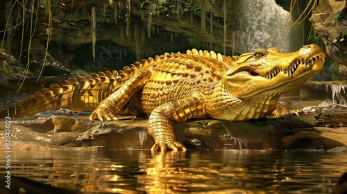 Giant Golden Crocodile - An enormous crocodile with golden scales. Can breathe fire It lives in underwater caves and comes out to hunt prey at night.