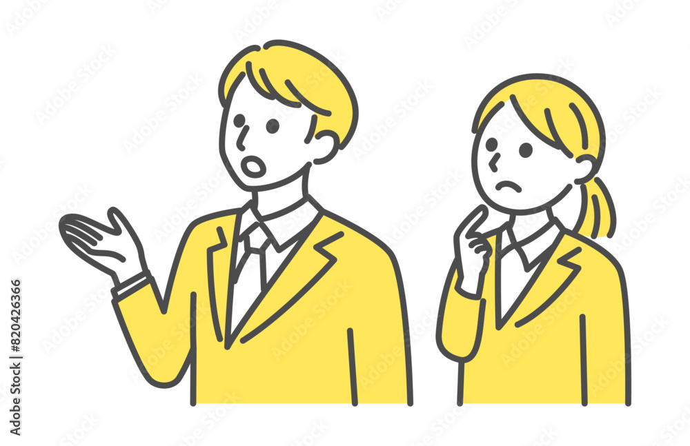 illustration of young man and woman in business suit illustration of young man and woman in business suit